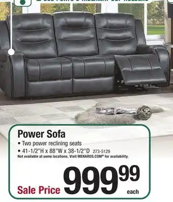 Menards Power sofa offer
