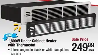 Menards 1,800w under cabinet heater with thermostat offer