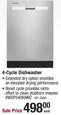 Menards Whirlpool 4-cycle dishwasher offer