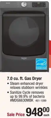 Menards 7.0 cu. ft. gas dryer offer