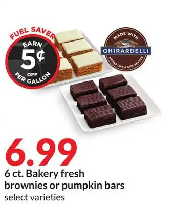 Hy-Vee 6 ct. bakery fresh brownies or pumpkin bars offer