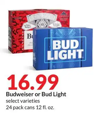 Hy-Vee Budweiser or bud light offer