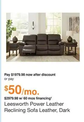 Ashley Furniture Leesworth power leather reclining sofa leather, dark brown by ashley offer