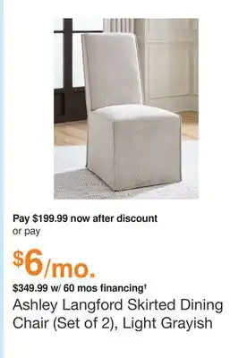Ashley Furniture Ashley langford skirted dining chair (set of 2), light grayish brown offer