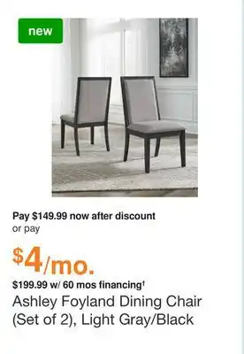 Ashley Furniture Ashley foyland dining chair (set of 2), light gray/black offer