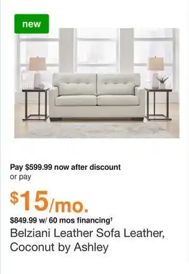 Ashley Furniture Belziani leather sofa leather, coconut by ashley offer