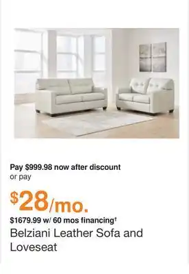 Ashley Furniture Belziani leather sofa and loveseat offer