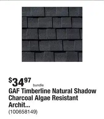 The Home Depot Gaf timberline natural shadow charcoal algae resistant architectural shingles (33.33 sq. ft. per bundle) (21-pieces) offer