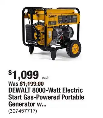 The Home Depot Dewalt 8000-watt electric start gas-powered portable generator with idle control, gfci outlets and co protect offer