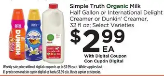 Food 4 Less Simple truth organic milk offer
