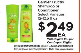 Food 4 Less Garnier fructis shampoo or conditioner offer
