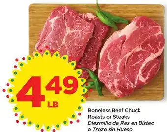 Food 4 Less Boneless beef chuck roasts or steaks offer