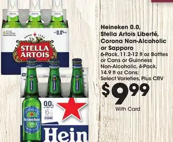 Ralphs Heineken 0.0, stella artois liberté, corona non-alcoholic or sapporo offer