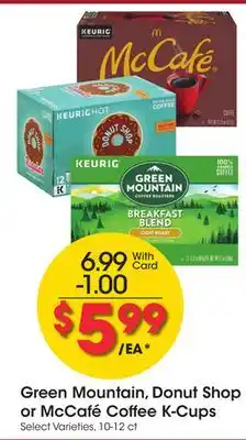 Ralphs Green mountain, donut shop or mccafé coffee k-cups offer