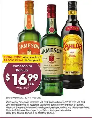 Ralphs Jameson or kahlúa offer