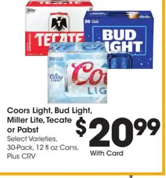 Ralphs Coors light, bud light, miller lite, tecate or pabst offer