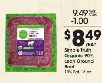 Ralphs Simple truth organic 90% lean ground beef offer