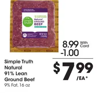 Ralphs Simple truth natural 91% lean ground beef offer