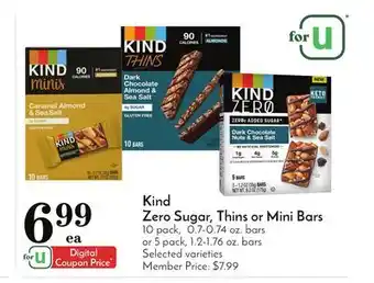 Pavilions Kind zero sugar, thins or mini bars offer