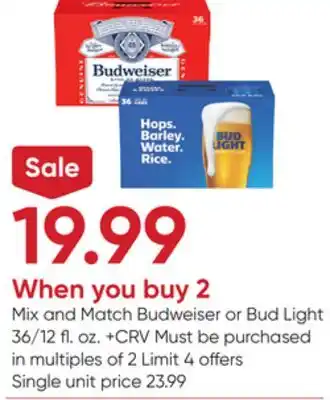 Stater Bros Budweiser or bud light offer