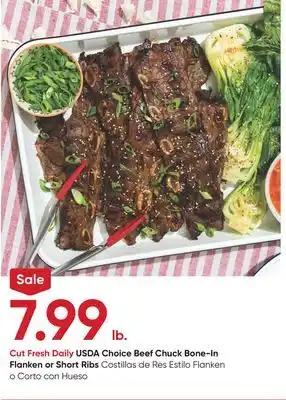 Stater Bros Usda choice beef chuck bone-in flanken or short ribs offer