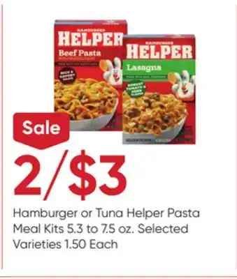 Stater Bros Hamburger or tuna helper pasta meal kits offer