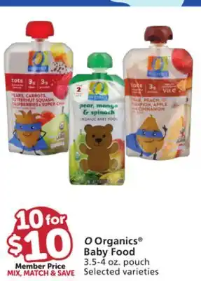 Albertsons O organics baby food offer