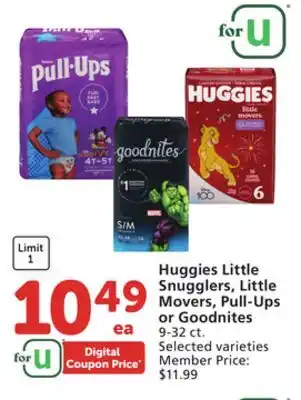 Albertsons Huggies little snugglers, little movers, pull-ups or goodnites offer