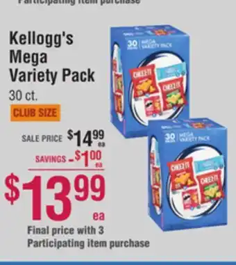 Smart & Final Kellogg's mega variety pack offer