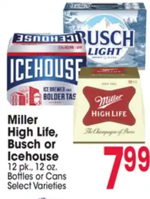 Jewel-Osco Miller high life, busch or icehouse offer