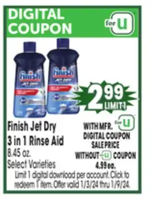 Jewel-Osco Finish jet dry 3 in 1 rinse aid offer