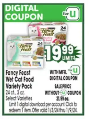 Jewel-Osco Fancy feast wet cat food variety pack offer