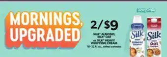 Jewel-Osco Silk almond, silk oat or silk heavy whipping cream offer
