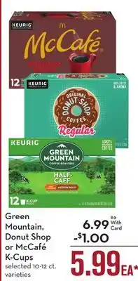 Mariano's Green mountain, donut shop or mccafé k-cups offer