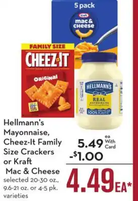 Mariano's Hellmann's mayonnaise, cheez-it family size crackers or kraft mac & cheese offer
