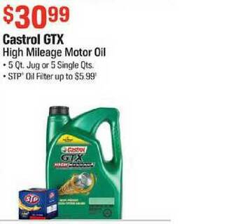 AutoZone Castrol Gtx High Mileage Motor Oil offer