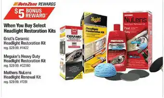 AutoZone $5 Bonus Reward When You Buy Select Headlight Restoration Kits offer