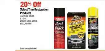 AutoZone 20% Off Select Trim Restoration Products offer