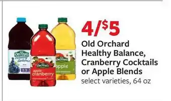 Fareway Old Orchard Healthy Balance Cranberry Coktails Or Apple Blends offer