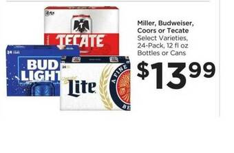 Food 4 Less Miller Budweiser Coors Or Tecate offer