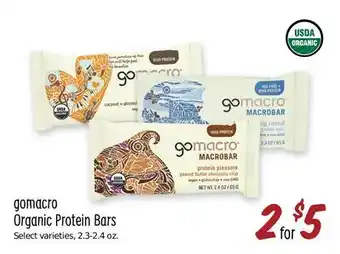 Sprouts Farmers Market Gomacro organic protein bars offer