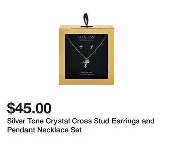 Belk Silver tone crystal cross stud earrings and pendant necklace set offer