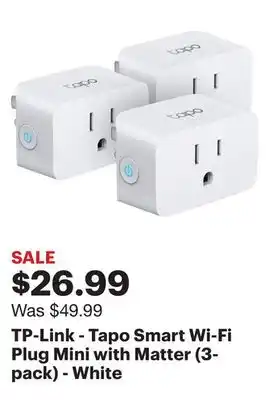 Best Buy Tp-link - tapo smart wi-fi plug mini with matter (3-pack) - white offer