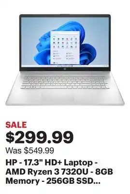 Best Buy Hp - 17.3 hd+ laptop - amd ryzen 3 7320u - 8gb memory - 256gb ssd - natural silver offer