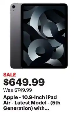 Best Buy Apple - 10.9-inch ipad air - latest model - (5th generation) with wi-fi - 256gb - space gray offer