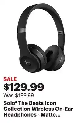 Best Buy Solo³ the beats icon collection wireless on-ear headphones - matte black offer