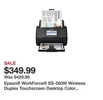 Office Depot Epson workforce es-580w wireless duplex touchscreen desktop color document scanner with auto document feeder offer