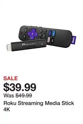 Office Depot Roku streaming media stick 4k offer