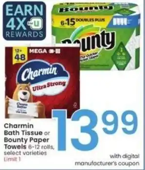 Albertsons Charmin Bath Tissue or Bounty Paper Towels offer