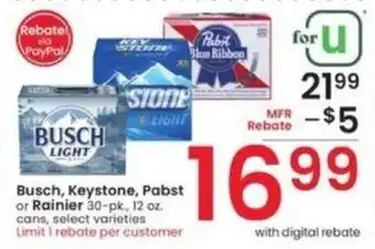 Albertsons Busch, Keystone, Pabst or Rainier offer